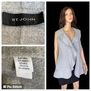 St. John angora cardigan grey vest size 12